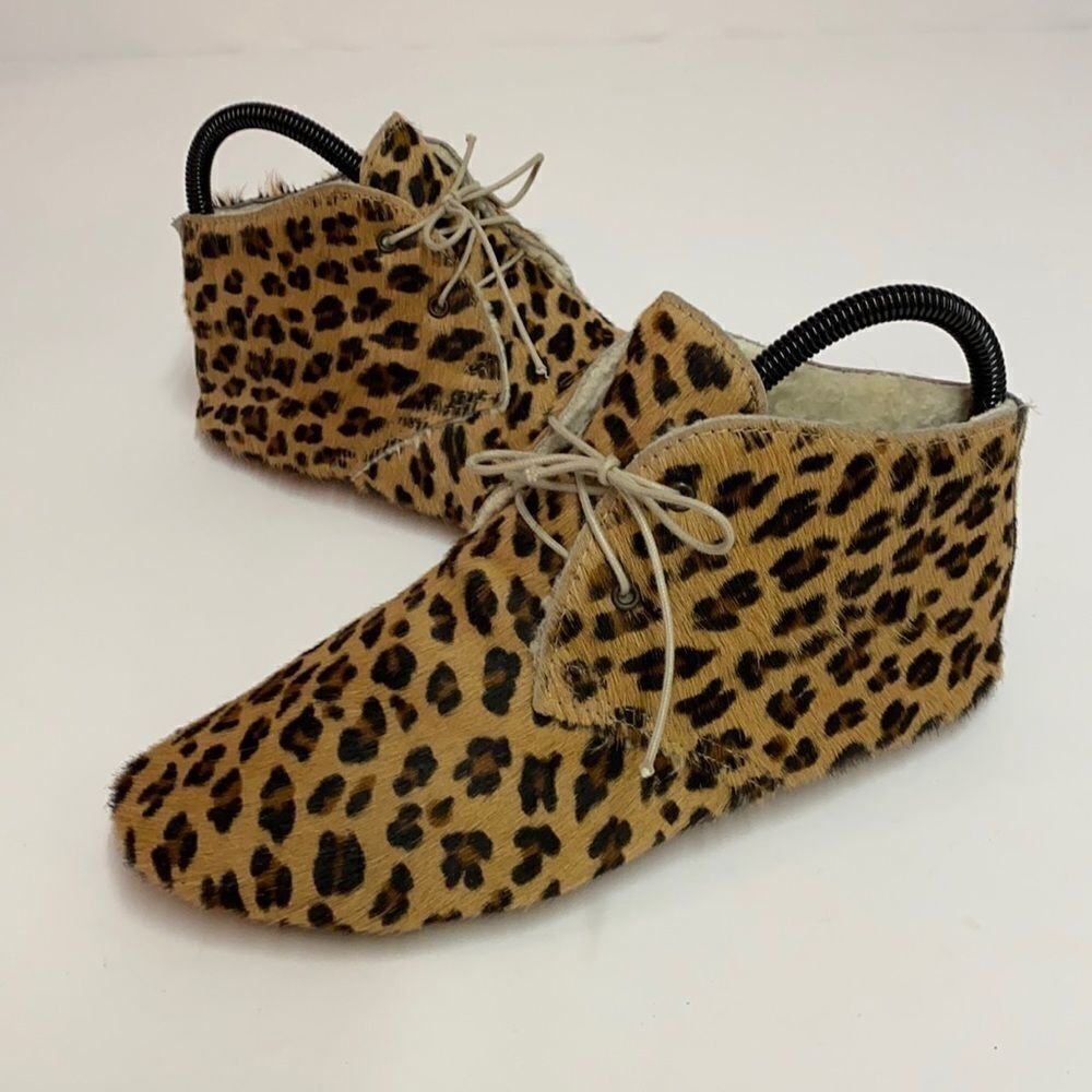 ANNIEL Calf-Hair Leopard Soft Icon moccasin Booties A16